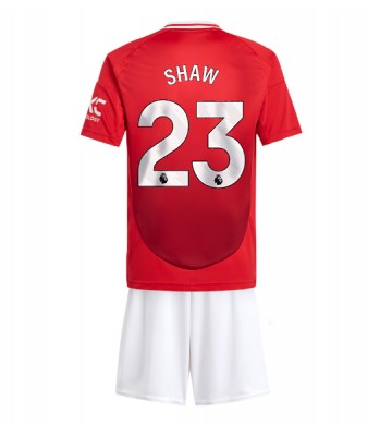 Manchester United Luke Shaw #23 Hemmakläder Barn 2024-25 Kortärmad (+ Korta byxor)